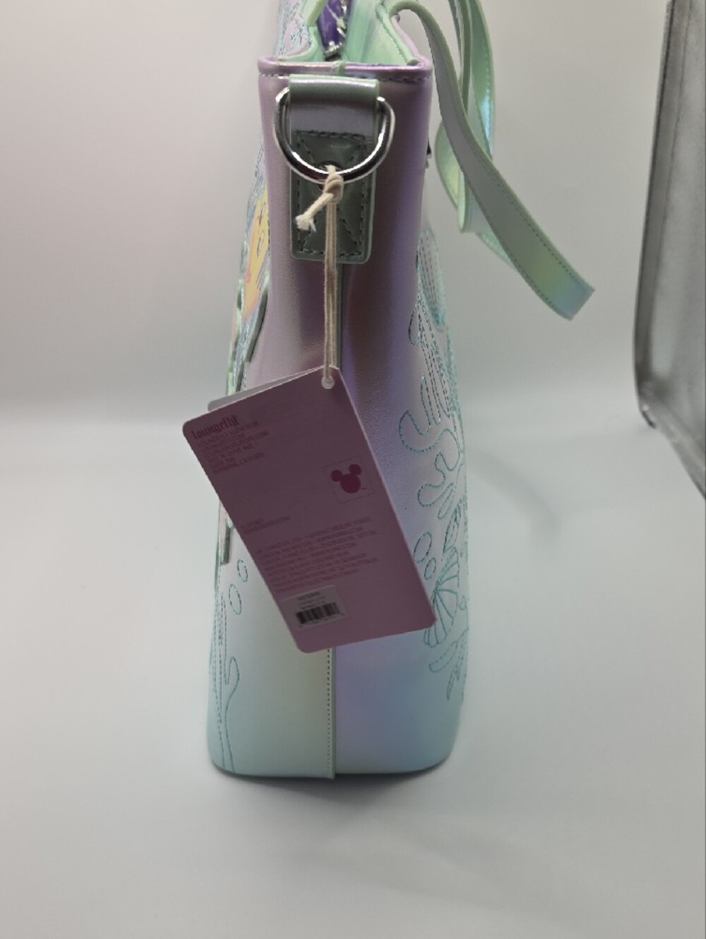 Loungefly Ariel Iridescent Tote Bag - Pink, Mint & Purple - Picture 3 of 7